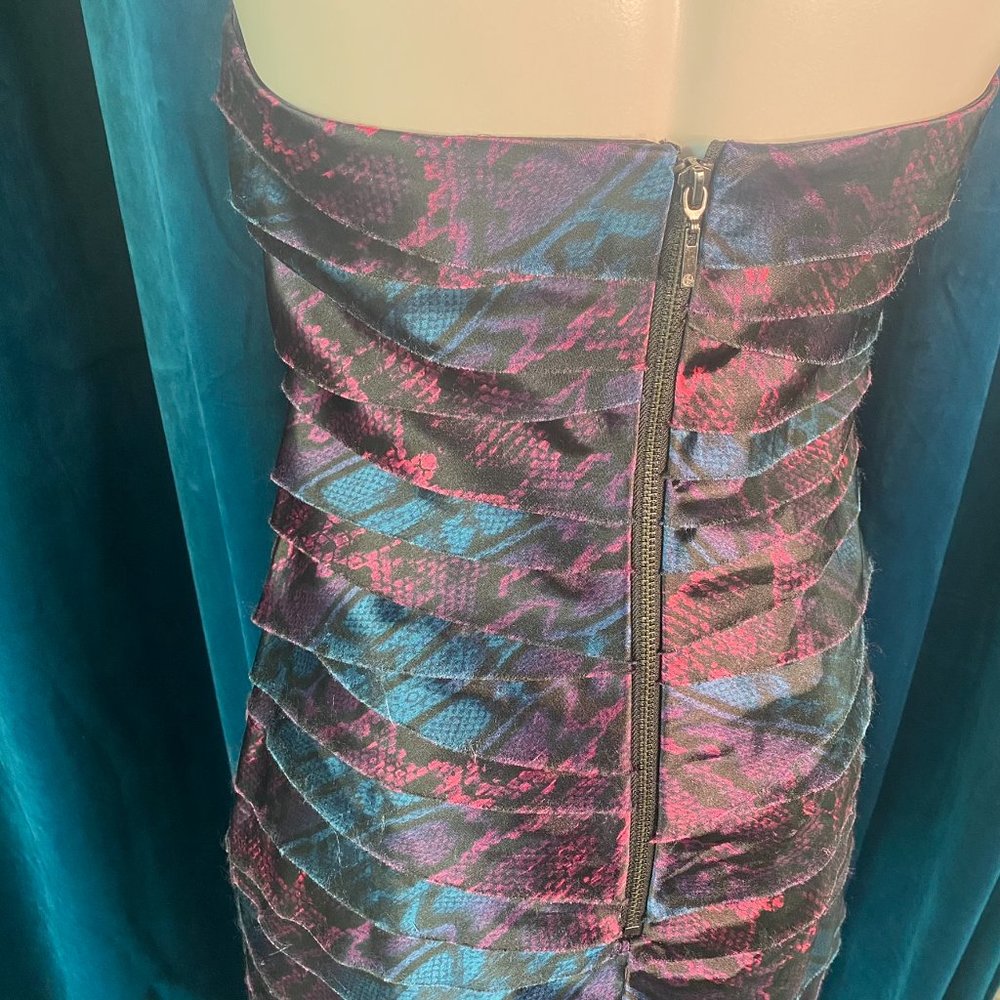 Bebe Snake Print Strapless Tiered Mini Dress - Picture 9 of 12